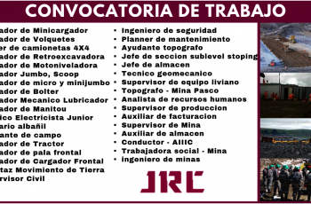 CONVOCATORIA DE TRABAJO EN JRC INGENIERÍA Y CONSTRUCCIÓN S.A.C